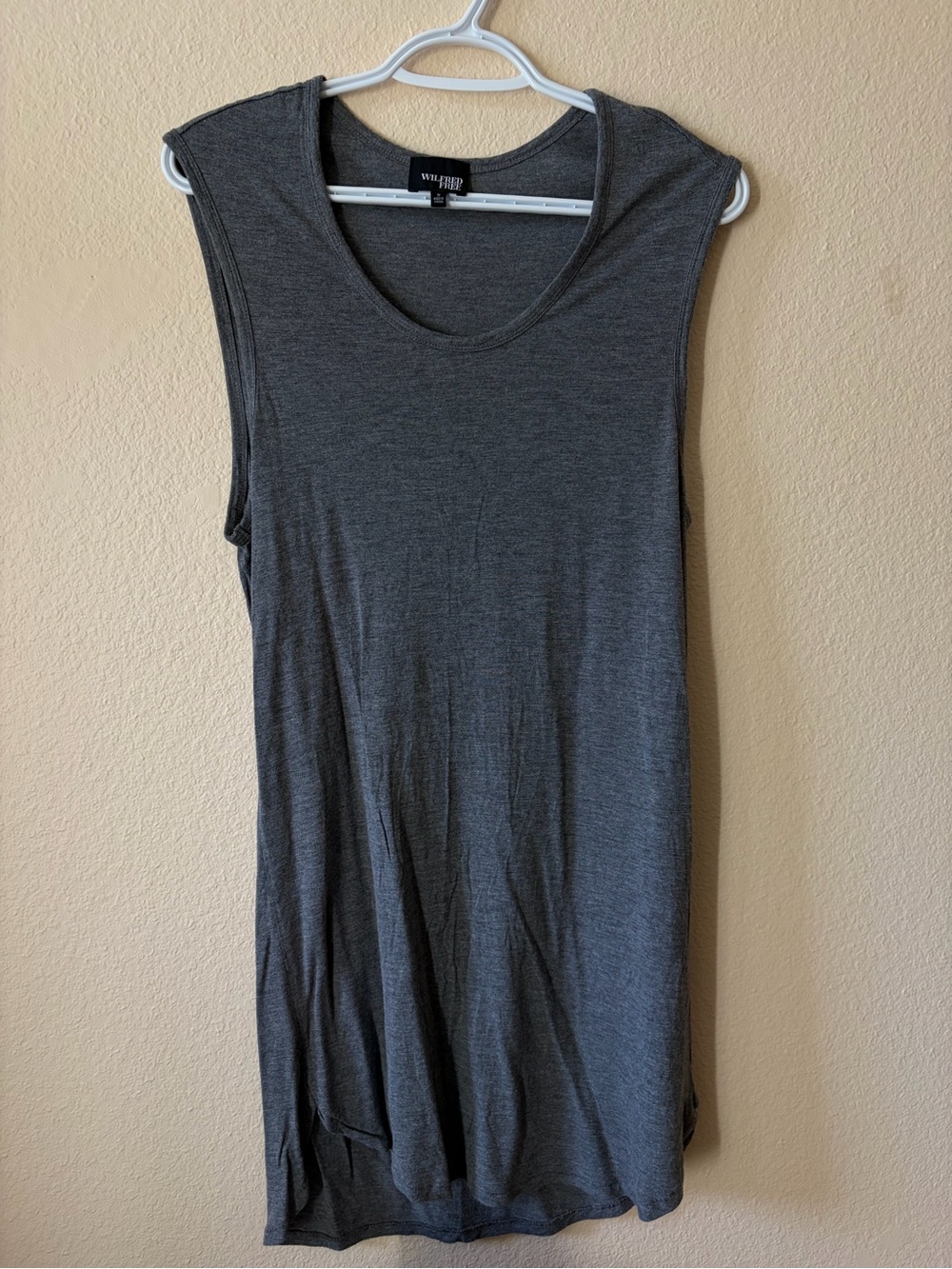 Wilfred Aritzia Charcoal Gray Sleeveless Mini Dress Scoop Neck Relaxed Fit Casua - Picture 3 of 5